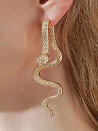 Gold Snake Drop Earrings Women – Punk Style Animal Design Zinc Alloy Jewelry 751