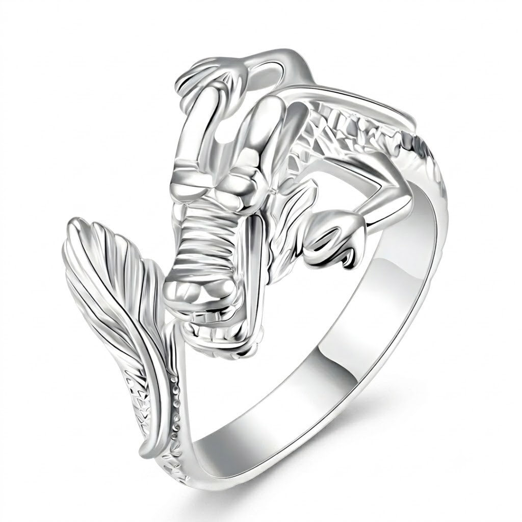 Premium Dragon Wrap Ring Adjustable Gothic Statement Band Detailed Wings 1877
