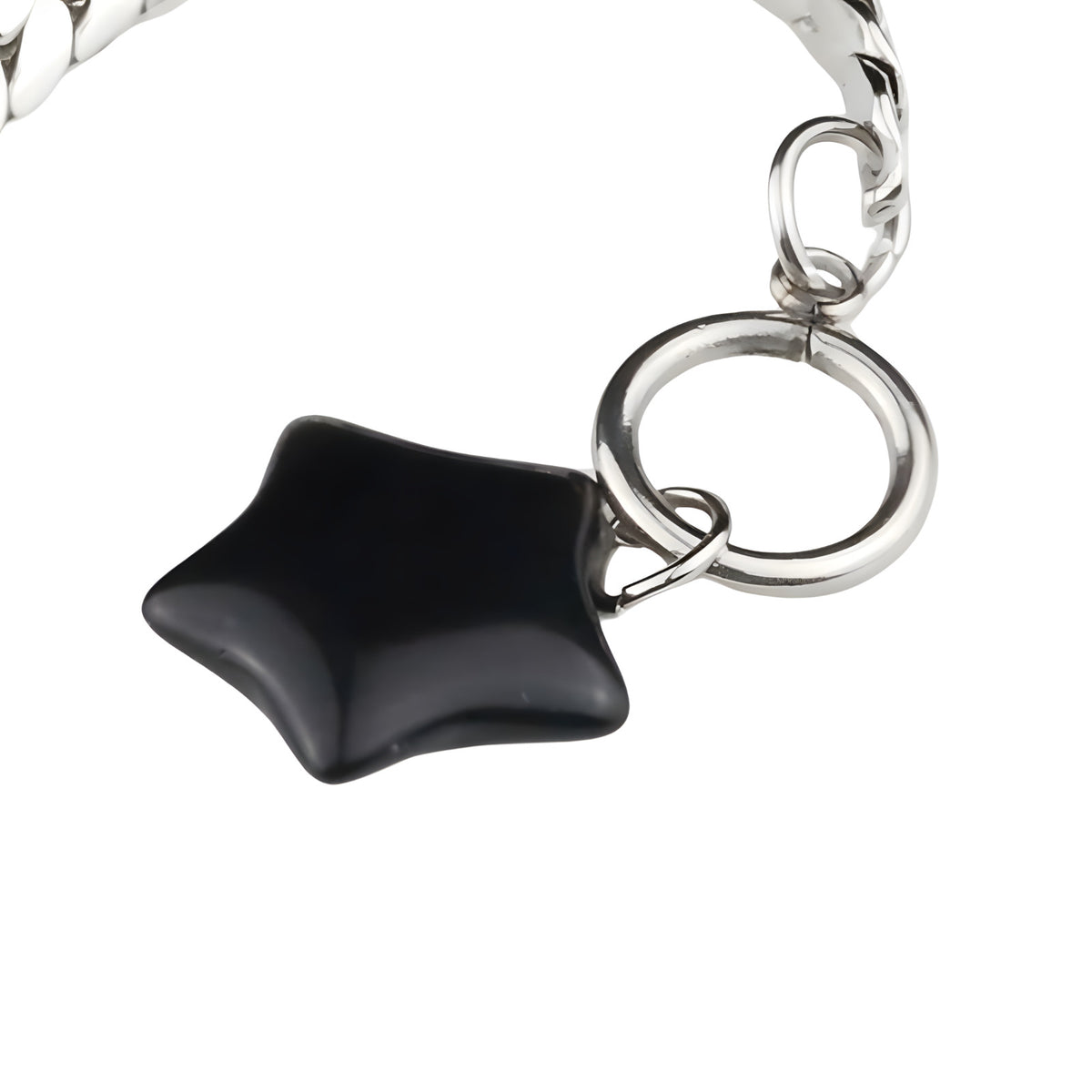 Black Star Pendant Necklace 40cm Cuban Chain Toggle Clasp Gothic Streetwear 1327