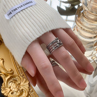Adjustable Boho Ring For Women, Silver Colour Open Cuff Ring Purple Crystal B346