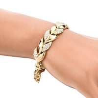 Gold Plated Leaf Bracelet for Women, Elegant Hip Hop Style Twisted Design 556