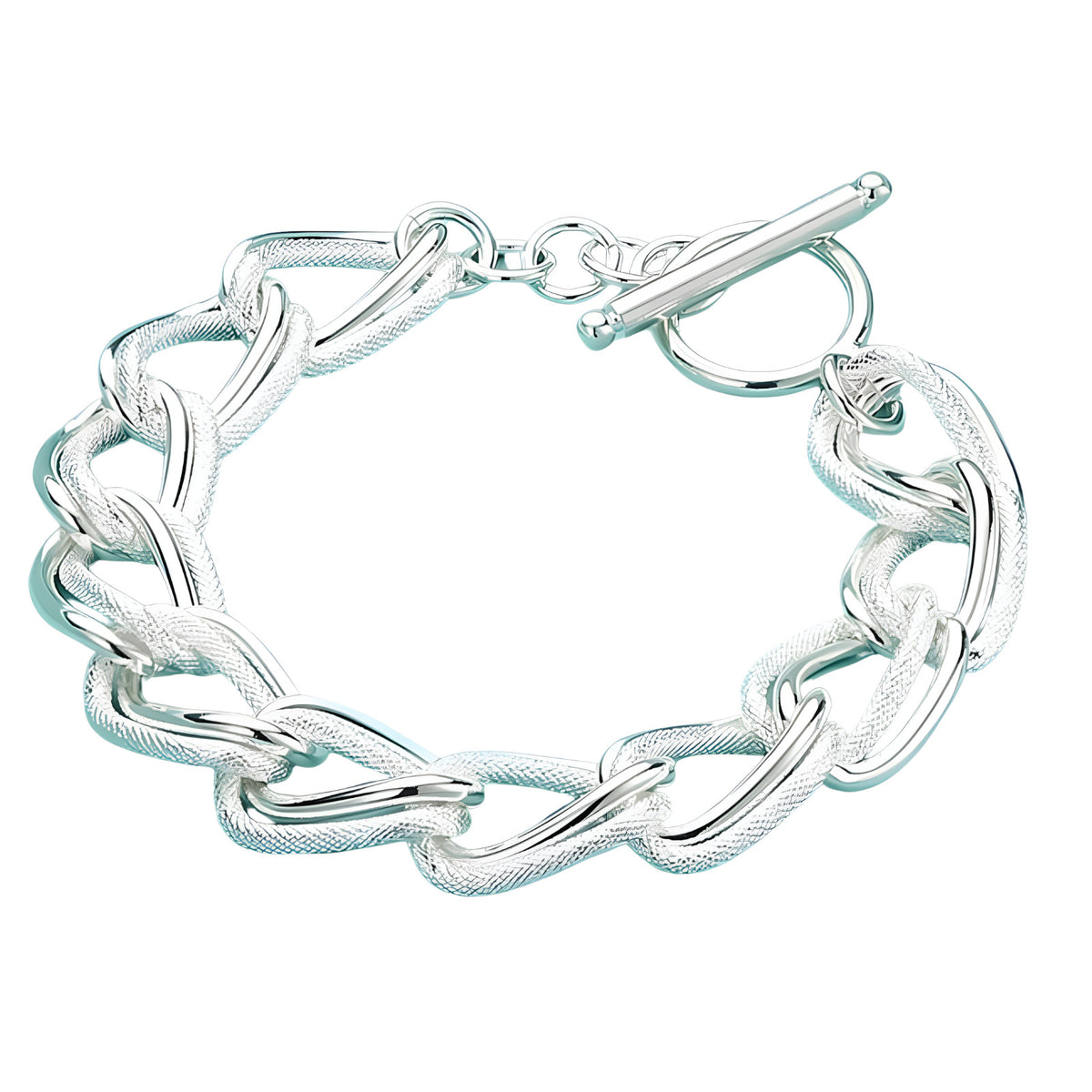 Unified Jewellery 925 Premium Chunky Oval Link Bracelet Toggle Clasp 20cm 1859