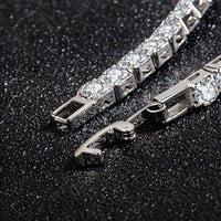 Silver Colour Tennis Bracelet For Women, Round Clear Stone Bracelet B335