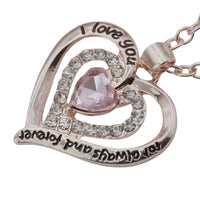 Micro-Insert Cubic Zirconia Accent, Heart-Cut Center Crystal, Link Chain  B299