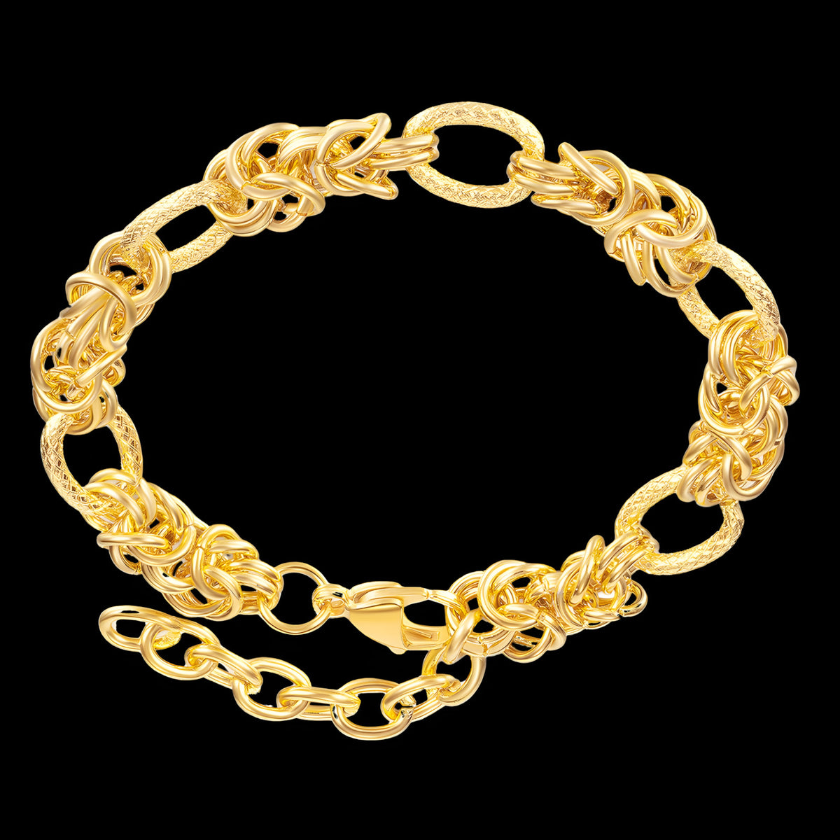 Gold Colour Chain Bracelet Women, Luxury Oval Link Bracelet Interwoven Knot B334