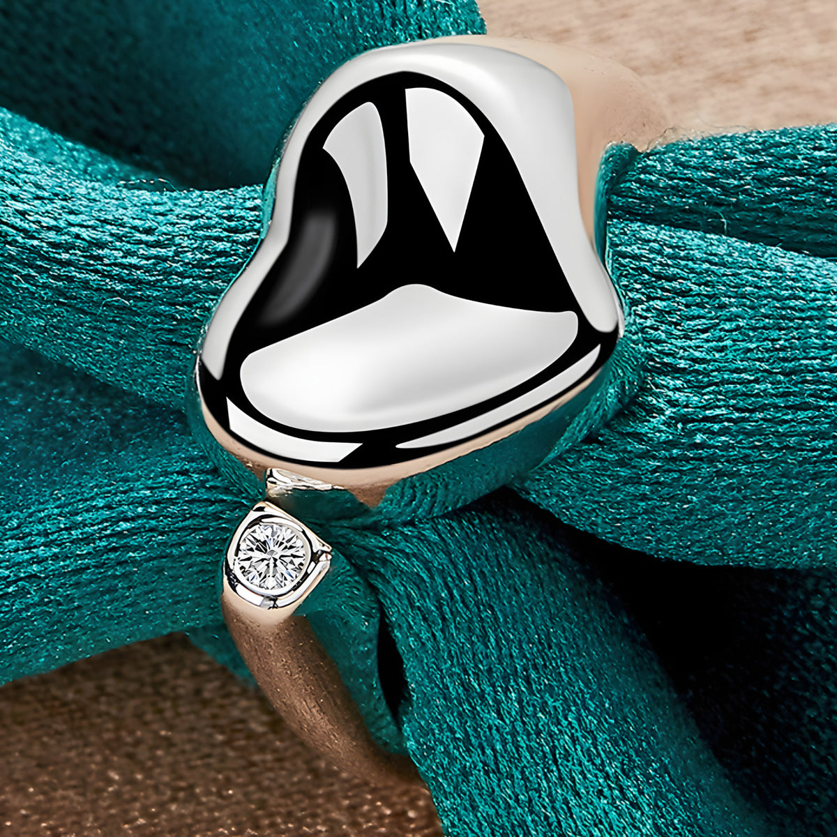 Heart Ring for Women, Luxury-Style Polished Silver-Tone Open Band Clear 1866