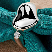 Heart Ring for Women, Luxury-Style Polished Silver-Tone Open Band Clear 1866