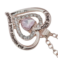 Micro-Insert Cubic Zirconia Accent, Heart-Cut Center Crystal, Link Chain  B299