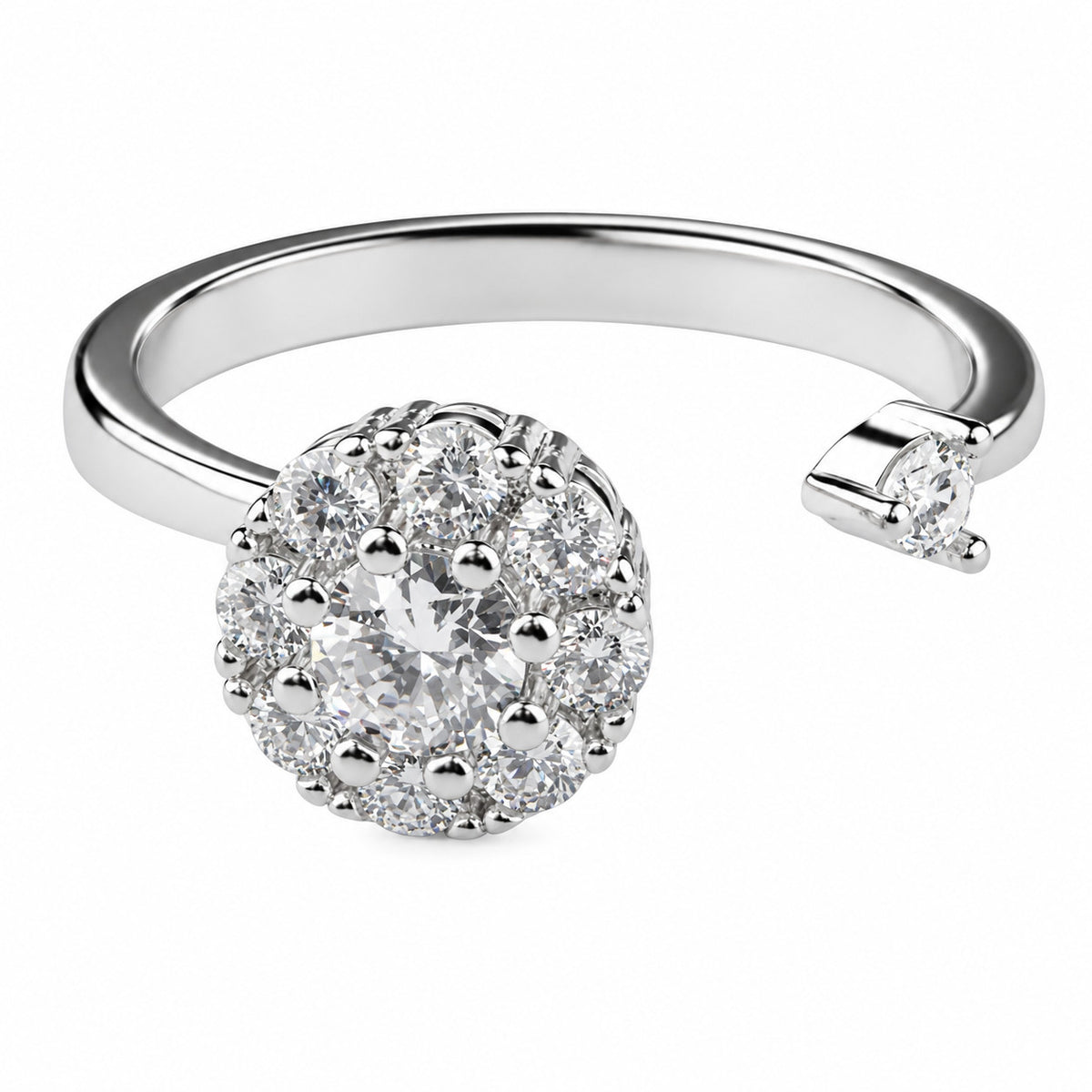 Floral Halo Spinner Ring Rotatable Adjustable Open Band Spinning Fidget 1570