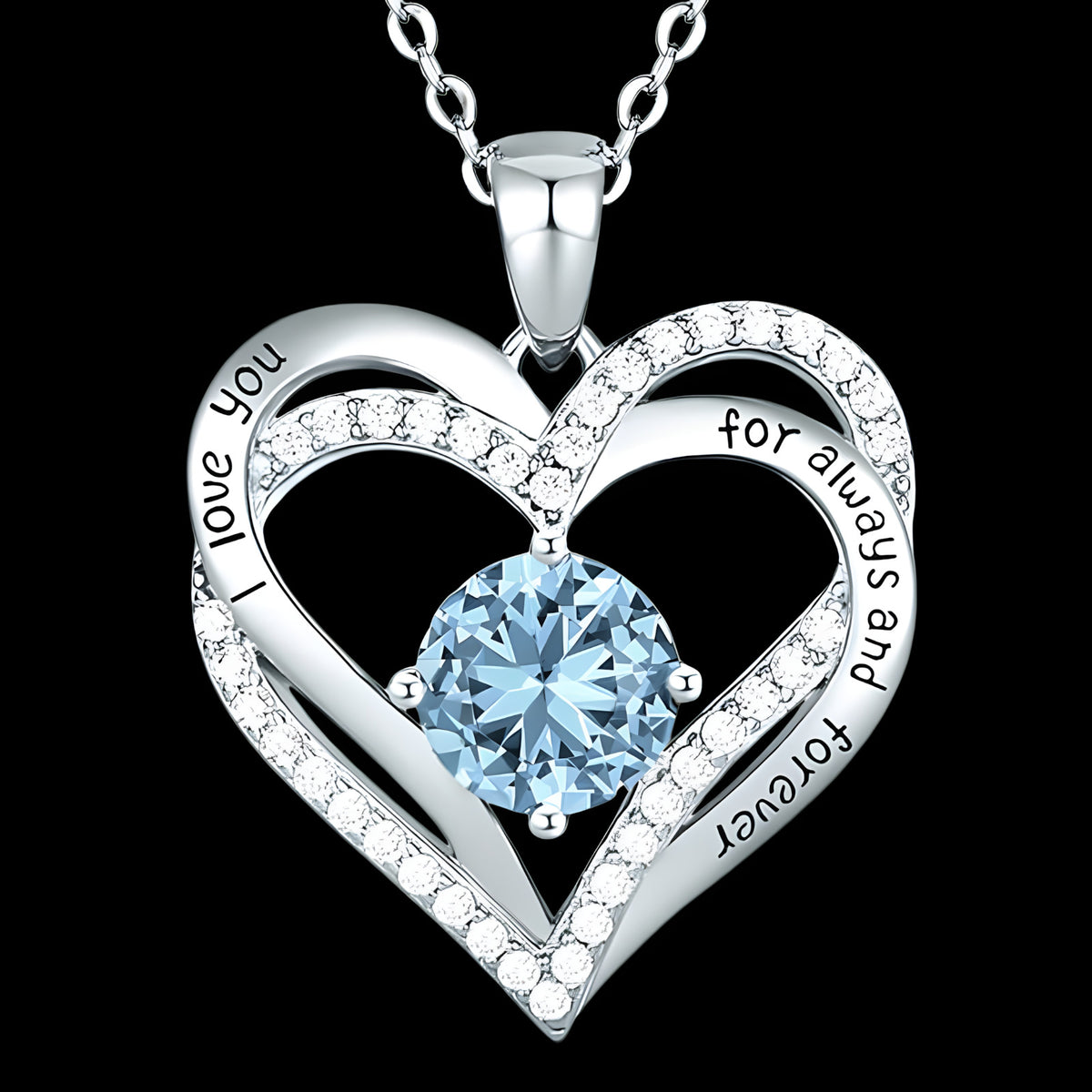 Heart Pendant Necklace For Women Silver Plated Base Metal Zircon Stone Link B266