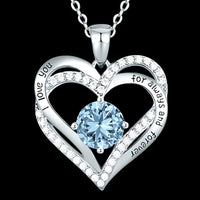 Heart Pendant Necklace For Women Silver Plated Base Metal Zircon Stone Link B266