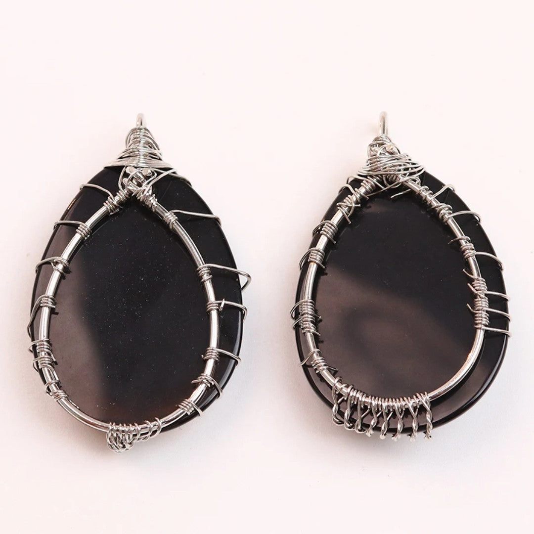 Tree Of Life Black Onyx Pendant Necklace Handmade Crystal Energy Healing 1332