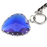 Royal Blue Heart Pendant Necklace 50cm Cuban Link Chain Toggle Clasp 1325