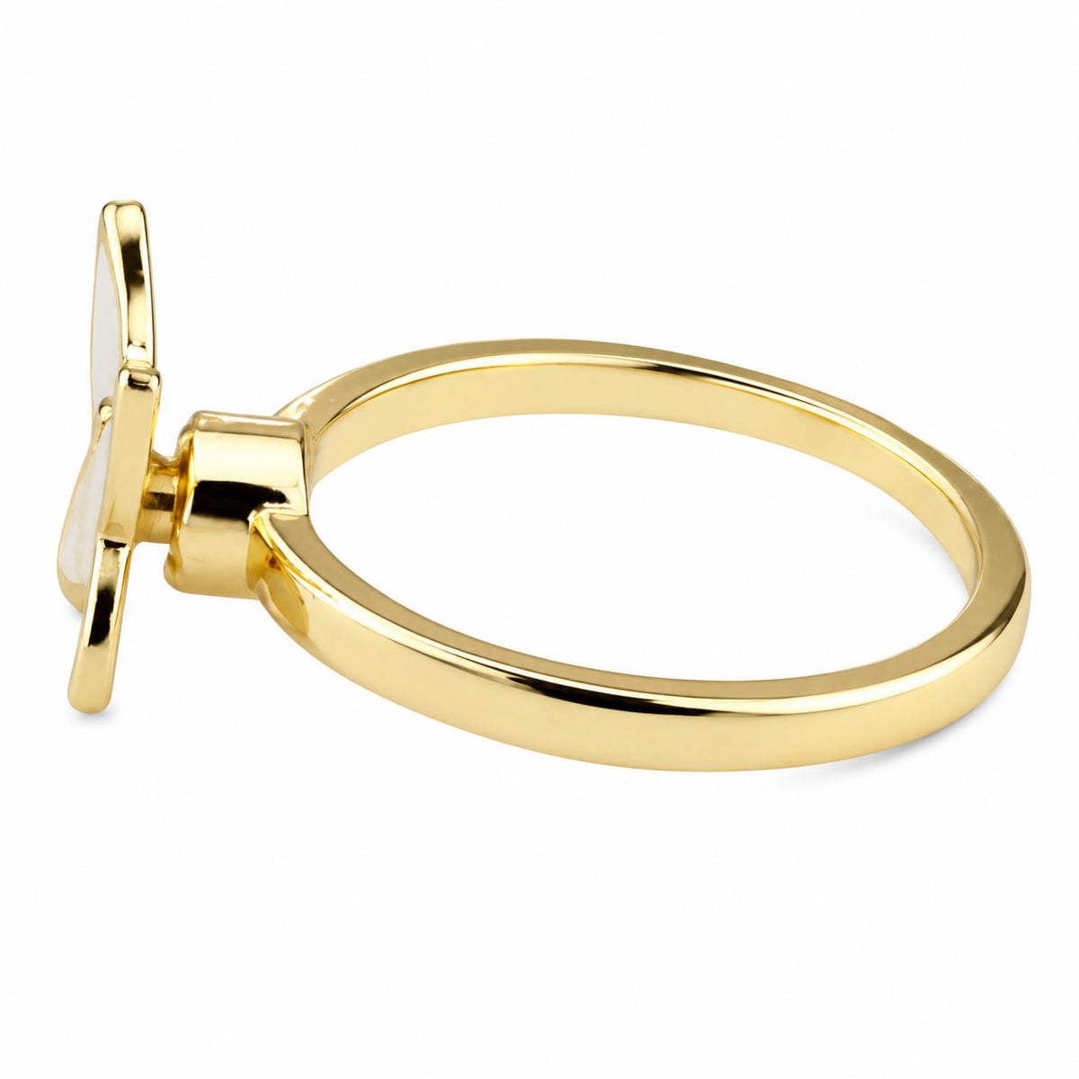 Butterfly Adjustable Open Ring Gold Tone Minimal Statement Ring White 1579