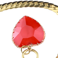Red Heart Pendant Necklace 40cm Link Chain Toggle Clasp Statement Clavicle 1328