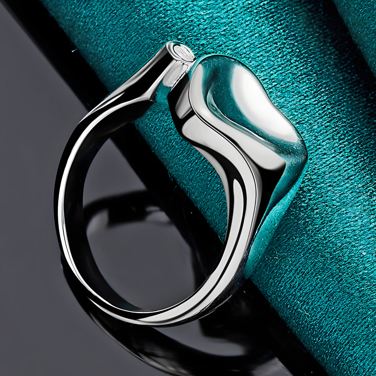 Heart Ring for Women, Luxury-Style Polished Silver-Tone Open Band Clear 1866
