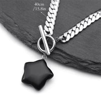 Black Star Pendant Necklace 40cm Cuban Chain Toggle Clasp Gothic Streetwear 1327