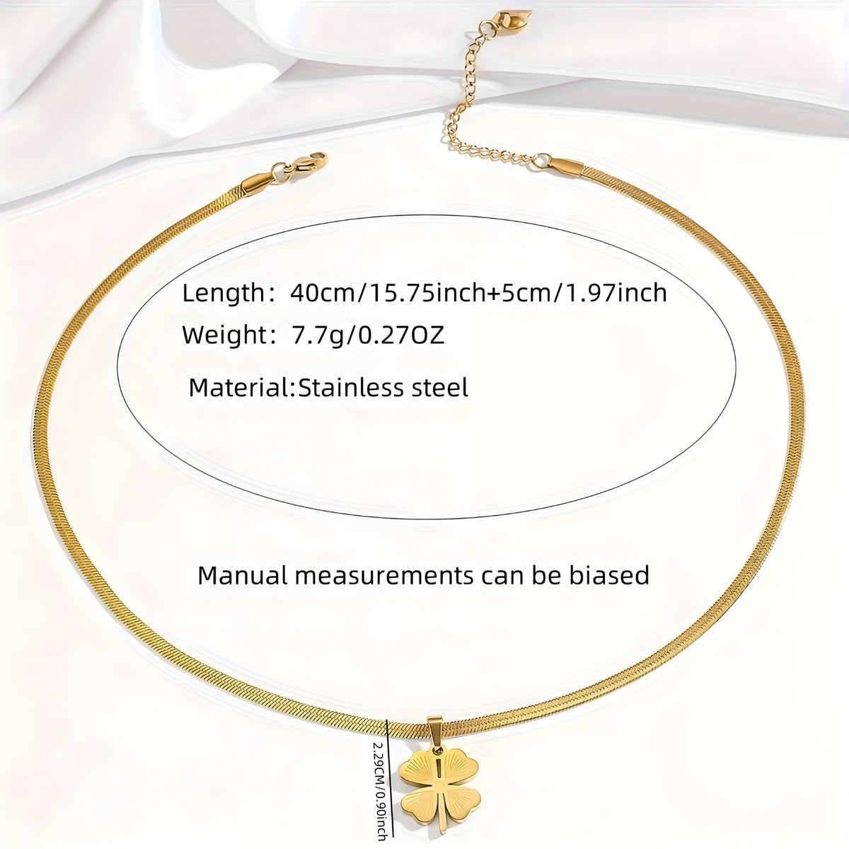 Gold Four Leaf Clover Pendant Necklace Women – Stainless Steel Snake Chain 750