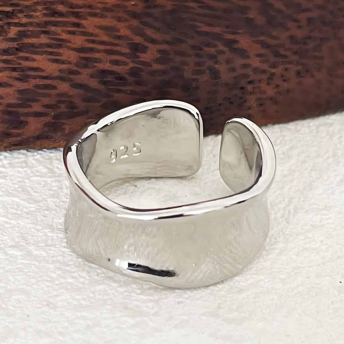 Adjustable Open Ring For Women Men, Silver Colour Wide Band Statement Ring B344