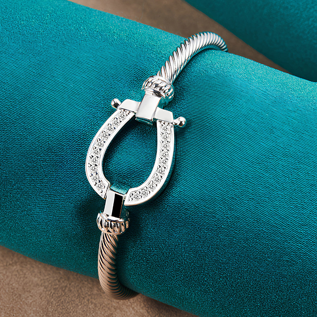 Unified Jewellery 925 Premium Crystal Horseshoe Cable Bangle Bracelet 15g 1850