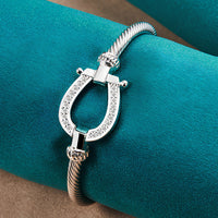 Unified Jewellery 925 Premium Crystal Horseshoe Cable Bangle Bracelet 15g 1850
