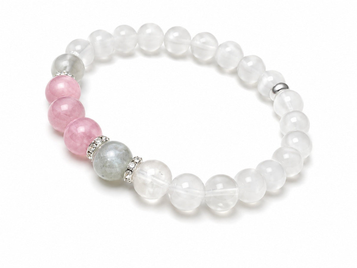 Aura Quartz and Ocean Sediment Beaded Bracelet - Unisex - Homeopathic 1857
