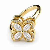 Elegant Rotatable Four Leaf Clover Spinner Ring Zirconia Adjustable 1522