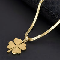 Gold Four Leaf Clover Pendant Necklace Women – Stainless Steel Snake Chain 750