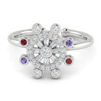 Rotatable Spin Ring Multicolour Floral Halo Spinner Ring Adjustable Open 1559
