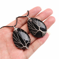 Tree Of Life Black Onyx Pendant Necklace Handmade Crystal Energy Healing 1332