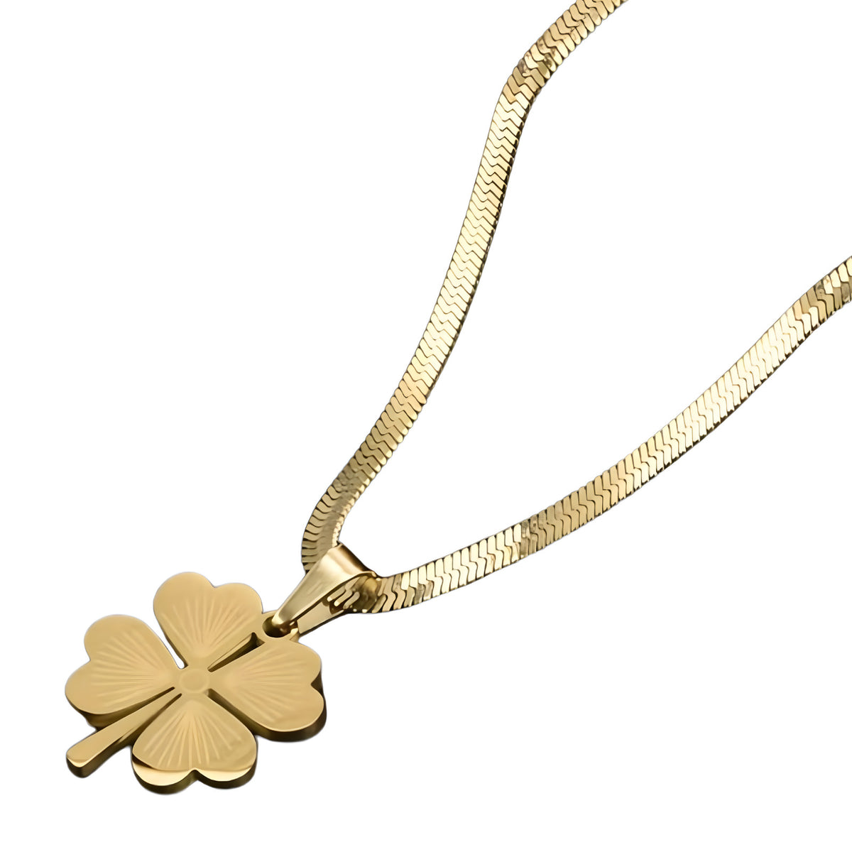 Gold Four Leaf Clover Pendant Necklace Women – Stainless Steel Snake Chain 750