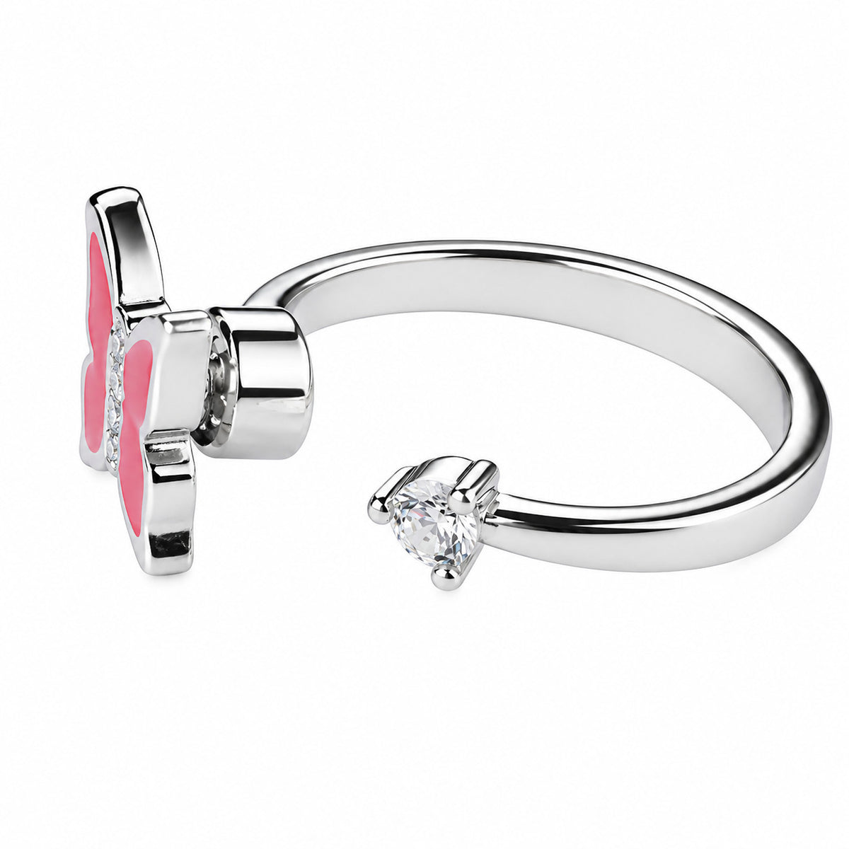 Rotatable Spin Ring Pink Butterfly Spinner Ring Adjustable Open Band Spin 1571
