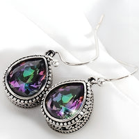 Bohemian Retro Dangle Earrings Women, Copper Alloy Cubic Zirconia Teardrop 551