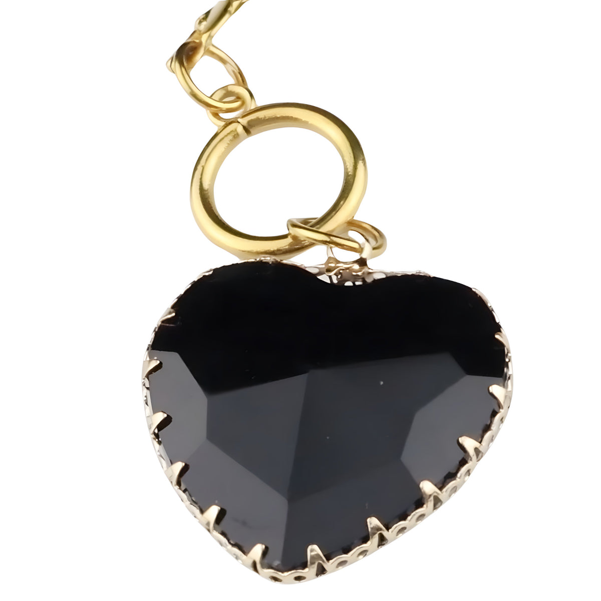 Black Heart Pendant Necklace Bold Toggle Chain Statement Collar Necklace 1329