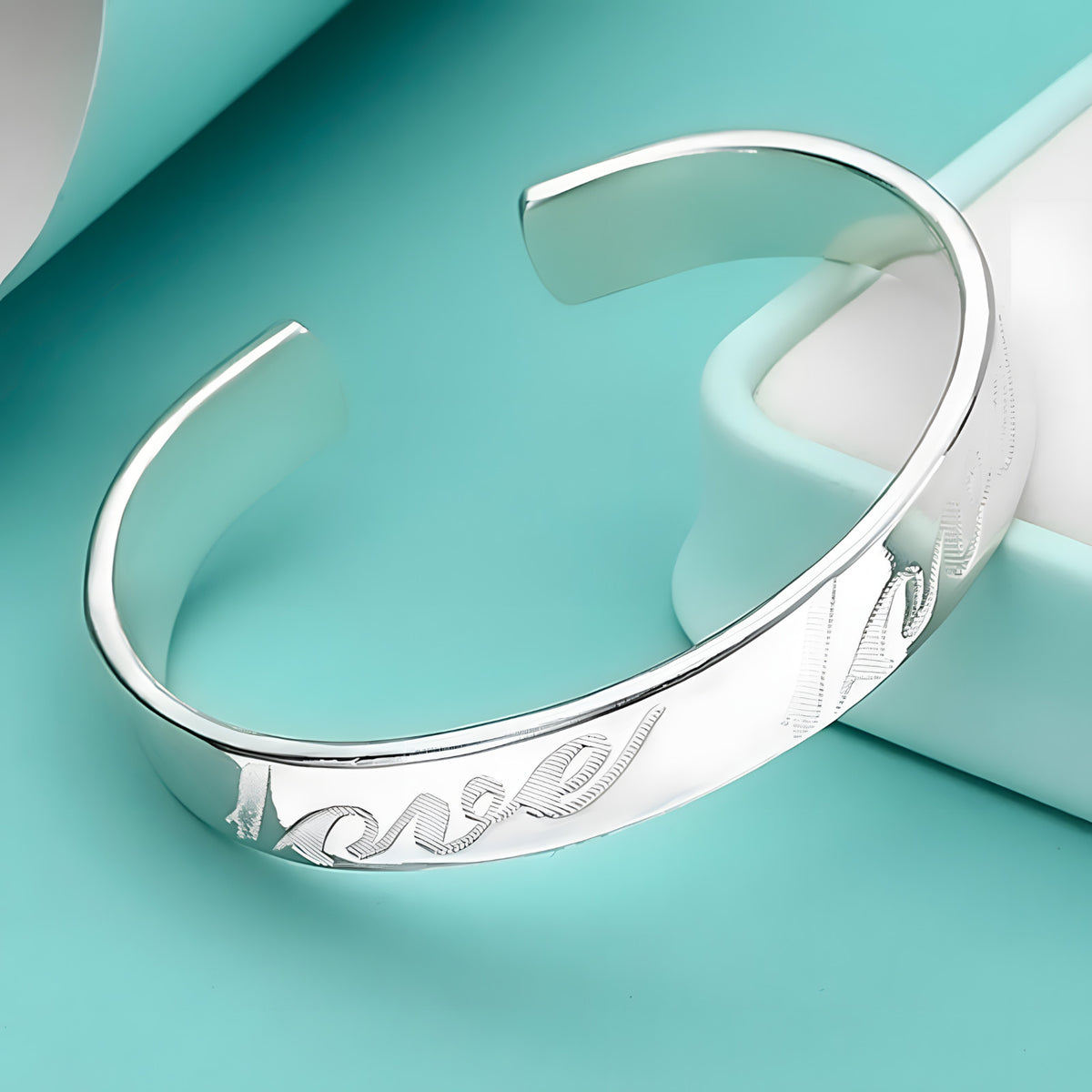 Premium Love Script Cuff Bracelet for Women, Adjustable Open Bangle 1871