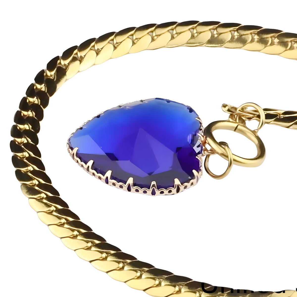 Royal Blue Heart Pendant Necklace Toggle Chain Statement Collar Necklace 1331