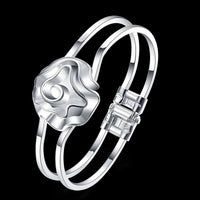 Unified Jewellery Abstract Rose Double Band Hinged Cuff Bracelet Women 1864