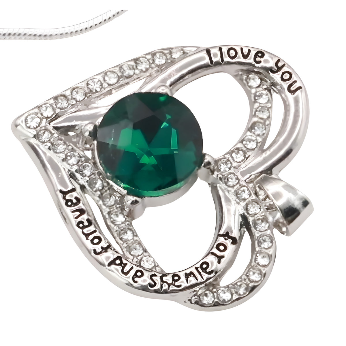 Emerald Heart Necklace For Women Rhodium-Plated Base Metal Zircon Fashion B277