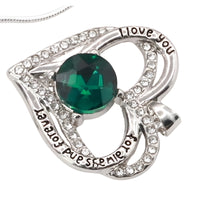Emerald Heart Necklace For Women Rhodium-Plated Base Metal Zircon Fashion B277