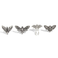 Unified Jewellery Premium 4pc Gothic Moth Skull Adjustable Ring Set 1861