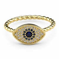 Rotatable Evil Eye Spinner Ring Zircon Adjustable Fidget Band Anxiety Stres 1529