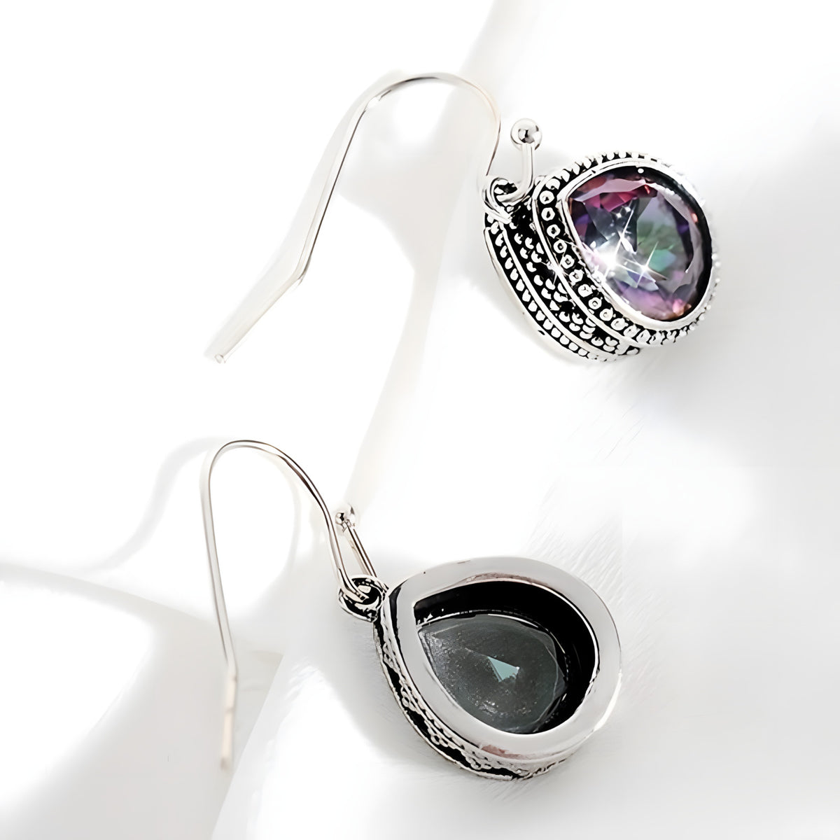 Bohemian Retro Dangle Earrings Women, Copper Alloy Cubic Zirconia Teardrop 551