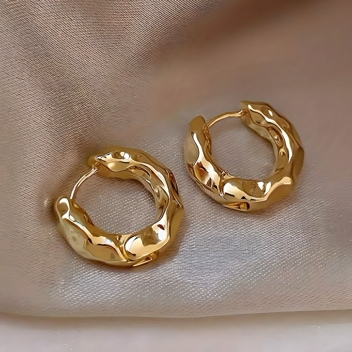 Vintage Gold Irregular Hammered Chunky Earrings Women Minimalist Geometric 547