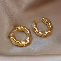 Vintage Gold Irregular Hammered Chunky Earrings Women Minimalist Geometric 547