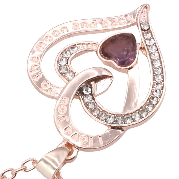 18K Gold Plated Heart Necklace For Women Zinc Alloy Material With Red Princ B302