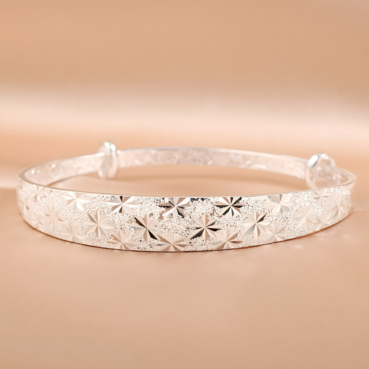 Unified Jewellery Engraved Floral Wide Bangle Adjustable Bracelet Women 1863