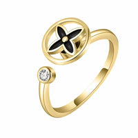 Clover Flower Spinner Ring Rotatable Adjustable Open Band Spinning Fidget 1550