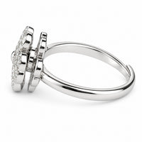 Rotatable Four-Leaf Clover Spinner Ring White Zircon Heart Petal Adjustable 1530