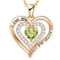 Heart Pendant Necklace Women Gold Plated Zinc Alloy Double Heart Necklace B297