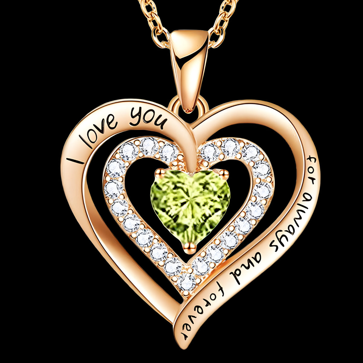 Heart Pendant Necklace Women Gold Plated Zinc Alloy Double Heart Necklace B297